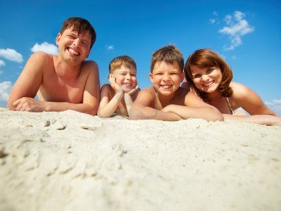 A family on the beach