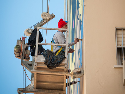 Work in progress on the Combat Pilot intervention by D*Face in Málaga