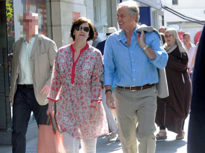 Tony Blair and wife Cherie in Marbella Easter 2014